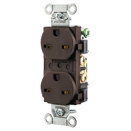 Hubbell Wiring Device-Kellems Duplex Straight Blade Receptacle, 6-15R, 15 A, 250V AC, 2 Pole, 3 Wire, Flush Mount, Grounded 5662B